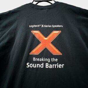 Y2K Logitech T Shirt Mens XL Black X Series Speakers Graphic Tee Computer